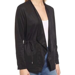 Women's Blanknyc Black Faux Suede Drapey Loose Fit Jacket, Size Medium